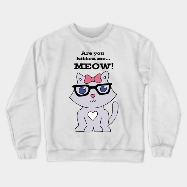 Sassy Cat with Glasses Crewneck Sweatshirt by tandre